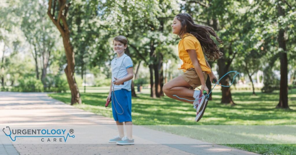 two kids jumping rope